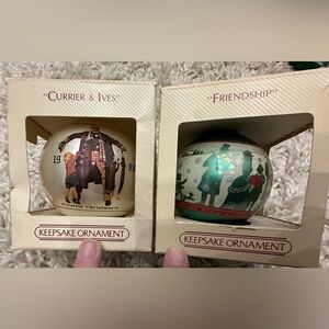 Vintage 1984 Hallmark Keepsake Glass Christmas Ornament Set - Multicolor